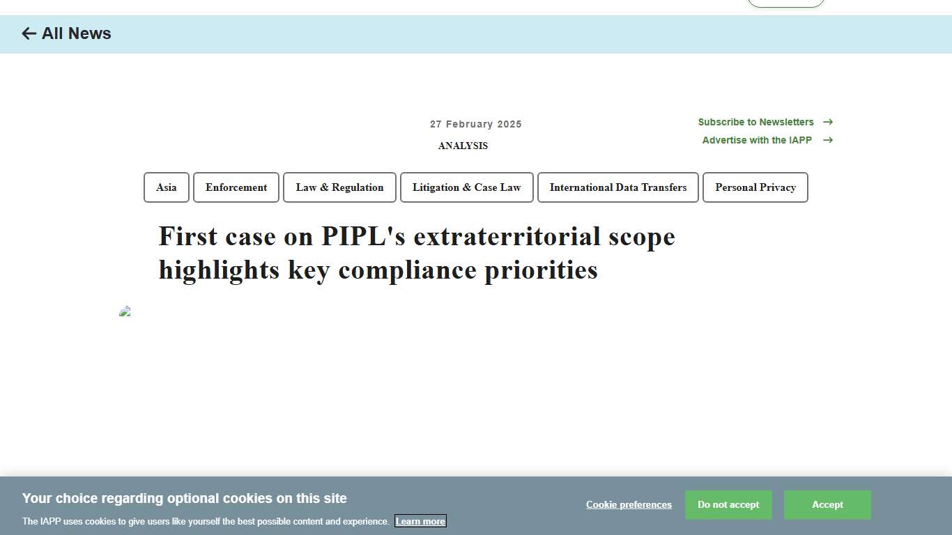 First case on PIPL's extraterritorial scope highlights key compliance priorities IAPP
